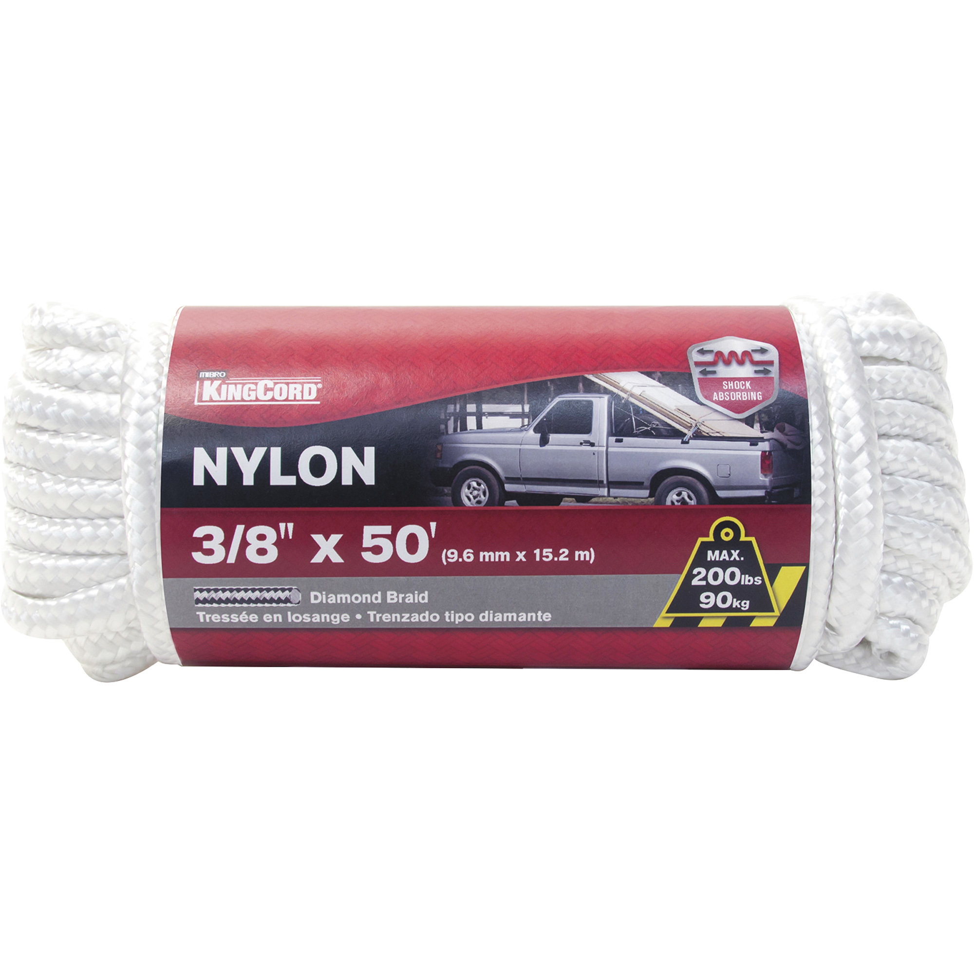 KingCord 3/8in. x 50ft. Nylon Diamond Braid Rope